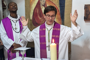 Bishop Diego Sarrió Cucarella, 54, a member of the Missionaries of Africa, celebrates Mass in a chapel in Ouargla, Algeria, in the Sahara Desert. 