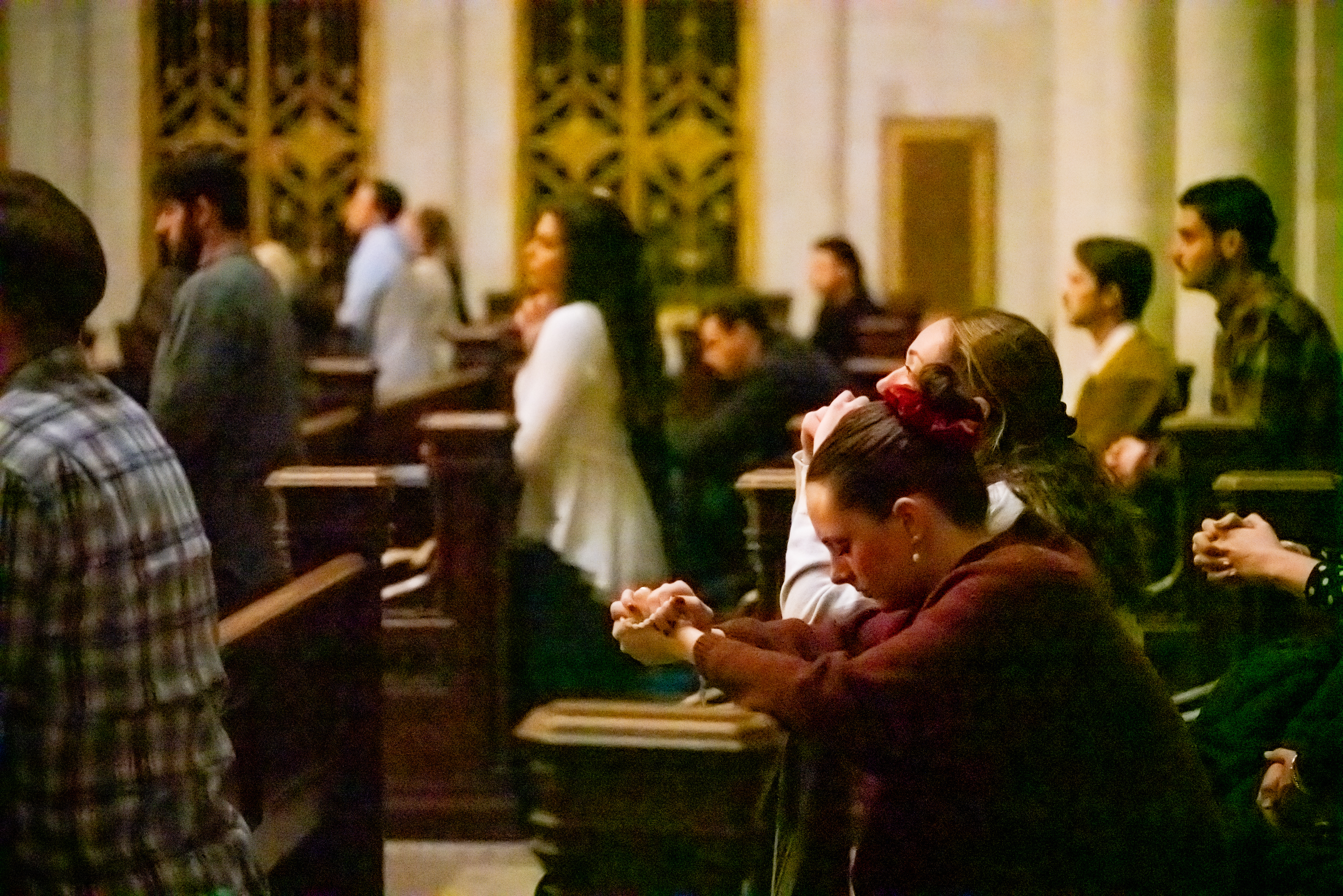 Prayer during adoration in the main church.
