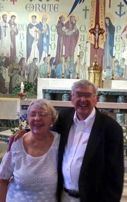 John Angerer and his wife pose for a photo at church.