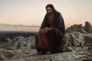 'Christ in the Desert" painted by Ivan Kramskoi. 