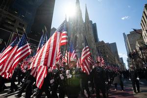 The FDNY Color guard. Each year they march in the St. Patrick’s Day Parade carrying 343 flags, each in memory of a firefighter lost on 9/11.