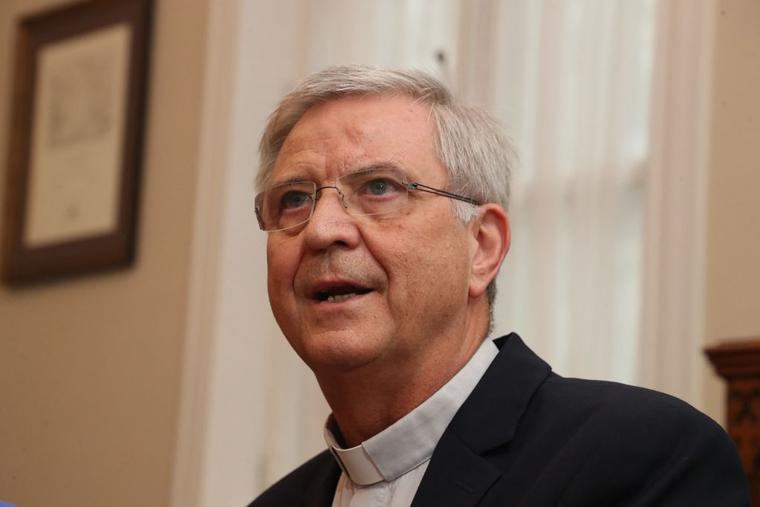 Bishop of Antwerp, Belgium, Johan Bonny speaks during a press conference in Antwerp on Sept. 29, 2023. 