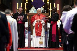 Pope Leo XIV speaks at the Cathedral of the Immaculate Conception during his visit to Monaco on Saturday, March 28, 2026. 