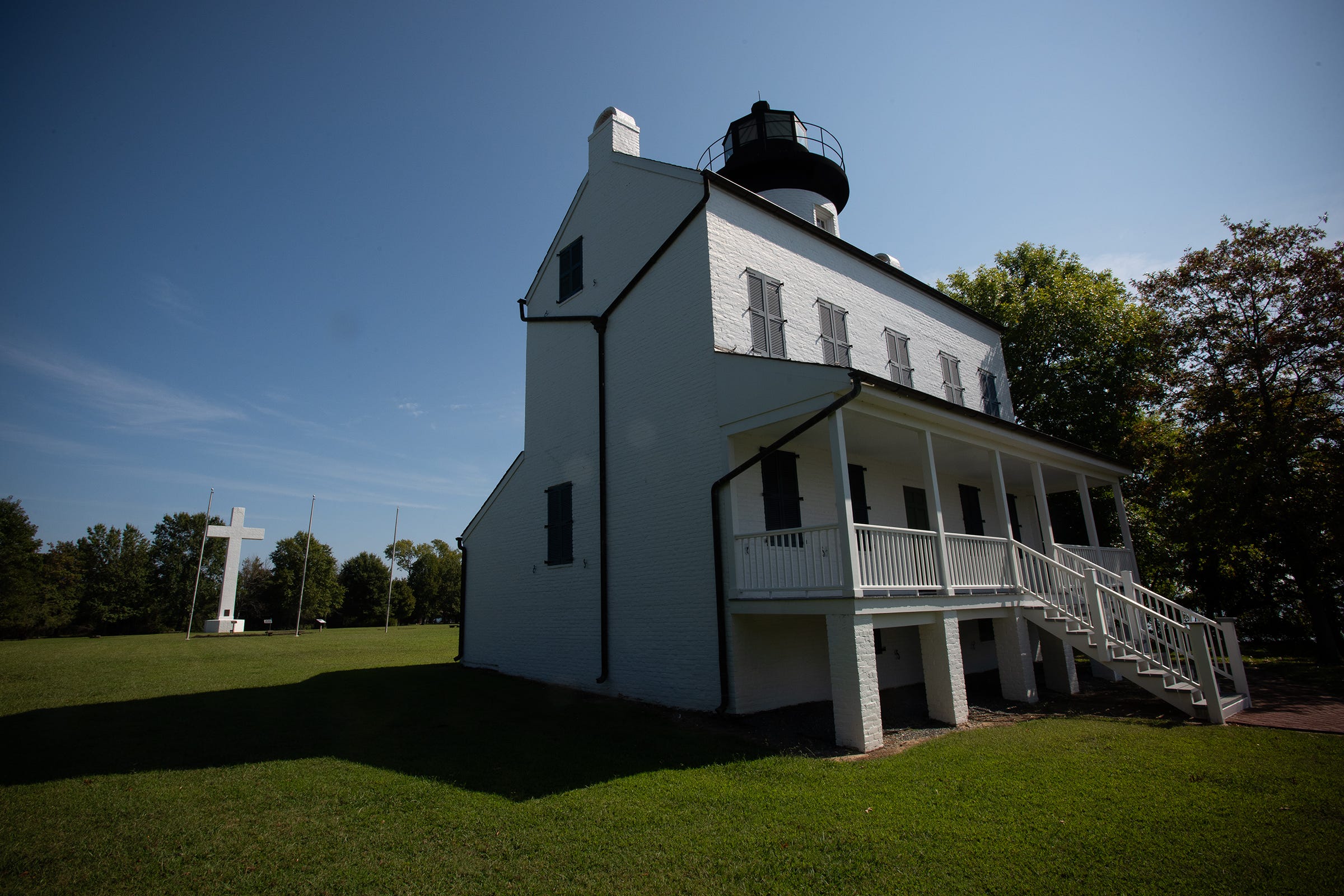 Blackistone Lighthouse and the massive Cross stand as the island’s only two structures. Both serve as guides.