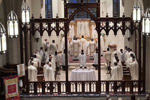 A chrism Mass is celebrated at the Cathedral of Our Lady of Walsingham, the principal church of the Personal Ordinariate of the Chair of Saint Peter, in Houston.