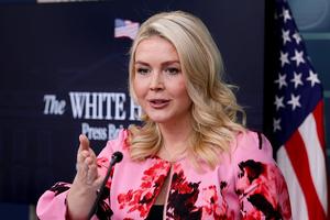 White House Press Secretary Karoline Leavitt takes a question from a reporter during a news briefing at the James S. Brady Press Briefing Room of the White House on March 30, 2026, in Washington, D.C. 