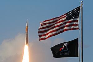 The Artemis II crewed lunar mission launches at Kennedy Space Center in Cape Canaveral, Florida, on April 1, 2026. 