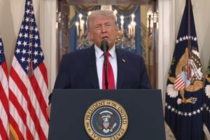 President Donald Trump addresses the nation about the conflict with Iran on April 1, 2026. 