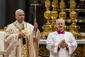 Pope Leo XIV presides over a chrism Mass at the Vatican on Holy Thursday, April 2, 2026 