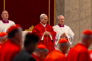 Pope Leo observes Good Friday at the Vatican on April 3, 3026.