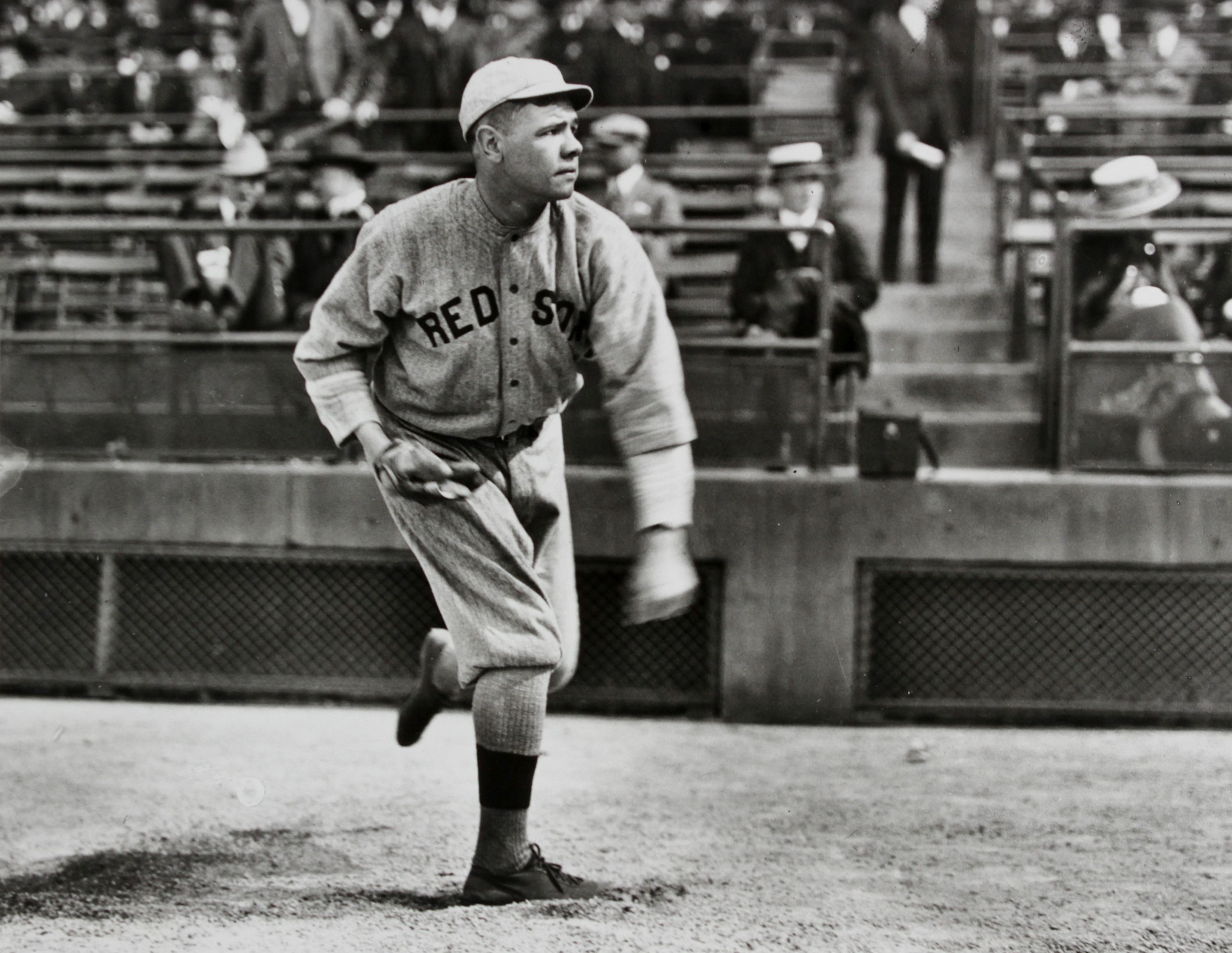 Babe Ruth pitching for Boston