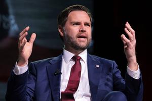 U.S. Vice President JD Vance speaks during a Turning Point USA event at Akins Ford Arena at the Classic Center, Tuesday, April 14, 2026, in Athens, Georgia. 