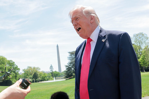 U.S. President Donald Trump speaks to reporters at the White House, Thursday, April 16, 2026. 