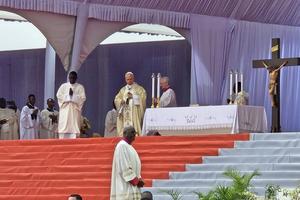 Pope Leo XIV celebrates Mass in Kilamba, Angola, on April 19, 2026. |