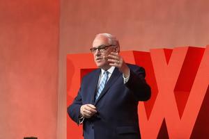 EWTN Chairman of the Board and CEO Michael Warsaw speaks at the April 20, 2026, announcement by EWTN Spain that it is broadcasting Catholic programming 24 hours a day on digital terrestrial television.