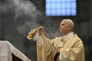 Pope Leo incenses the altar during Holy Mass with priestly ordinations on  April 26, 2026.