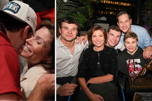 TEAM MENDOZA: L to R: Fernando Mendoza hugs his mother, Elsa, who suffers from multiple sclerosis. Alberto, Fernando (c) and young Max pose with their parents, Elsa and Fernando Mendoza Sr. The Mendoza Family Fund directly supports the National MS Society.