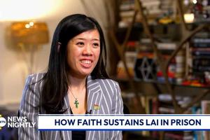 Claire Lai, daughter of imprisoned Hong Kong activist and Catholic Jimmy Lai, speaks with EWTN News President Montse Alvarado on ‘EWTN News Nightly’ on Dec. 8, 2025.