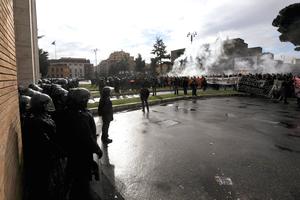 Italian police block the main entrance of Rome’s La Sapienza University as students protest against Pope Benedict XVI on Jan. 17, 2008. 
