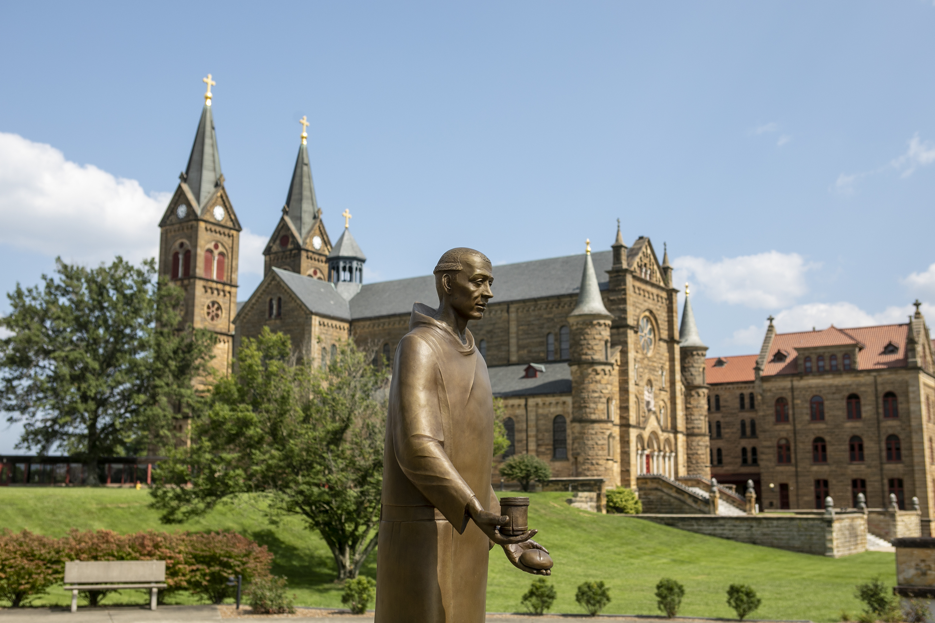 Saint Meinrad Archabbey, located in southern Indiana, is home to 66 Benedictine monks who live, work, and pray according to The Rule of St. Benedict. Saint Meinrad’s patron is St. Meinrad, the martyr of hospitality, whose hermitage was located where Einsiedeln Abbey, Saint Meinrad’s motherhouse, is located today. 