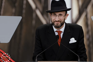 Rabbi Meir Soloveichik speaks on the National Mall on May 17, 2026.