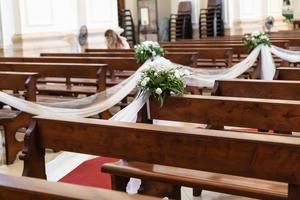 An empty aisle in church decorated for a wedding. Cultural shifts are driving a decline in U.S. marriage rates, a Heritage Foundation report released May 19, 2026, said.