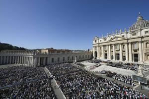 The faithful gather in St. Peter’s Square for the general audience with Pope Leo on April 29, 2026.