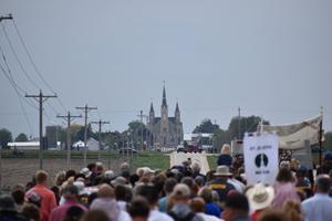 The faithful process through the countryside in the Archdiocese of Dubuque, Iowa, June 2025. 