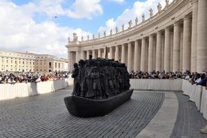 “Angels Unaware” statue dedicated to migrants in St. Peter’s Square.