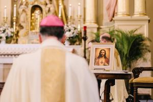 Archbishop James Checchio bows during the Consecration to the Sacred Heart of Jesus on June 14, 2026 at St. Louis Cathedral in the Archdiocese of New Orleans, La. 