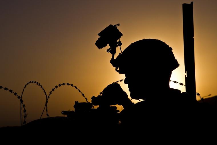 A U.S. soldier with the 4th Brigade Combat Team, 101st Airborne Division provides security during a battle drill at Forward Operating Base Lightning in Paktia province, Afghanistan, Oct. 3, 2013.