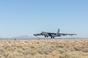 The aircraft involved in the incident arrives at Edwards Air Force Base in 2025.