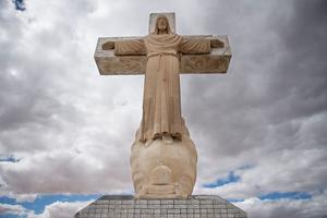 A giant limestone statue of Jesus Christ stands atop Mount Cristo Rey in Sunland Park, New Mexico, on Feb. 19, 2017, on the U.S.-Mexico border.