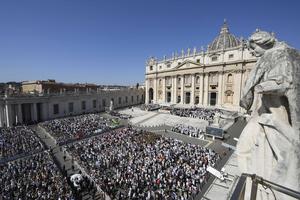 The faithful gather for the papal general audience at the Vatican on June 17, 2026.