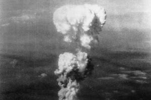 The atomic cloud over Hiroshima, Aug. 6, 1945.
