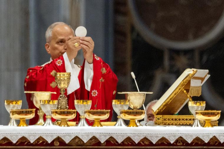 Pope Leo XIV offers Mass at St. Peter’s Basilica on May 24.