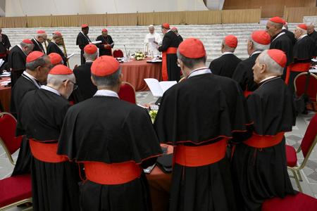 Pope Leo XIV addresses the College of Cardinals at the Vatican on June 26, 2026, during their consistory.