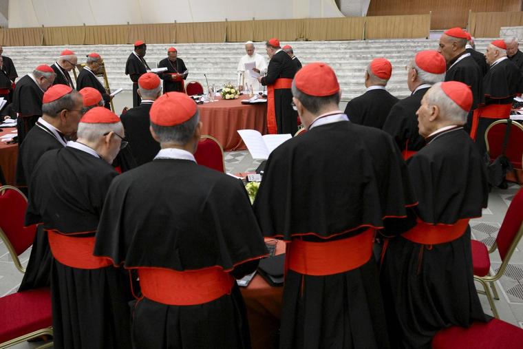 Pope Leo XIV addresses the College of Cardinals at the Vatican on June 26, 2026, during their consistory.