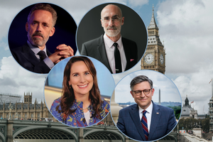 L-R: Top row: ARC co-founder Jordan Peterson and Harvard professor Arthur Brooks; Bottom row: Catholic scholar Carrie Gress and U.S. House Speaker Mike Johnson: This quartet joined other speakers in London for the recent ARC Conference.