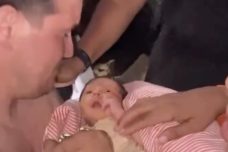 18-day-old Juan David reunited with his father after surviving a harrowing 32-hours with his mother under pounds of rubble following the devastating earthquake in Venezuela.