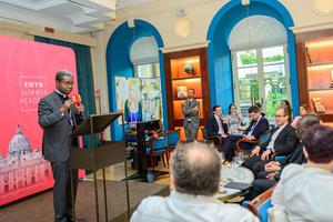 Archbishop Fortunatus Nwachukwu gives the keynote address at the closing dinner for the EWTN Summer Academy in Rome on July 1, 2026.