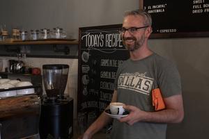 Joseph Mastrangelo enjoys good coffee.