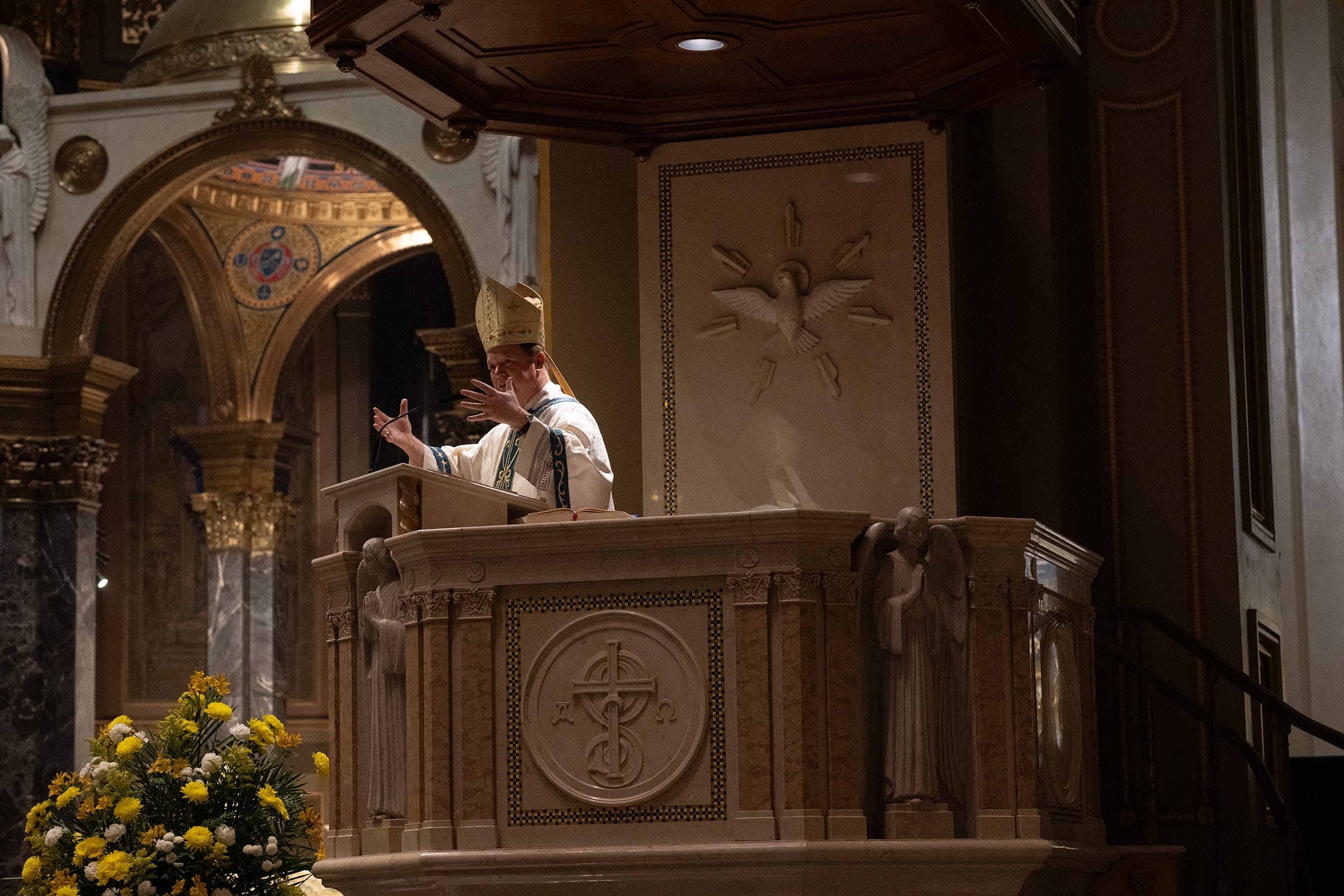 Bishop Keith Chylinski offers his homily during Mass.