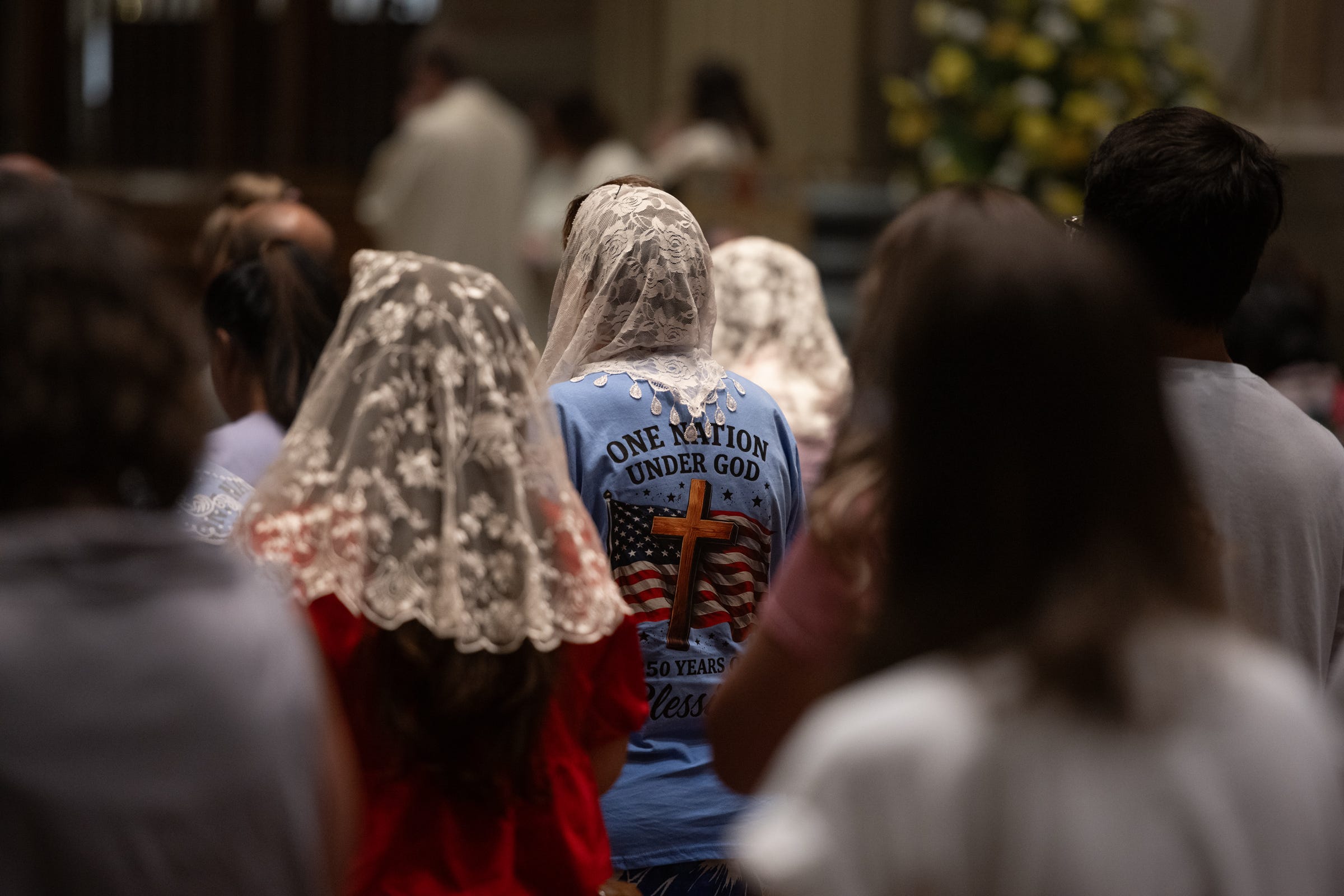 Pilgrims during Mass.