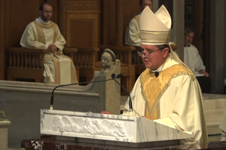 Wheeling-Charleston Bishop Evelio Menjivar-Ayala speaks during his ordination Mass in Wheeling, West Virginia, July 2, 2026. The newly installed bishop was appointed by Pope Leo XIV to the role after serving as an auxiliary bishop in the Archdiocese of Washington. | Credit: EWTN News