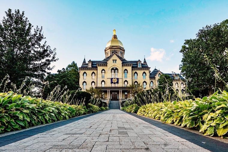 The Main Building serves as the administrative center of the University of Notre Dame.
