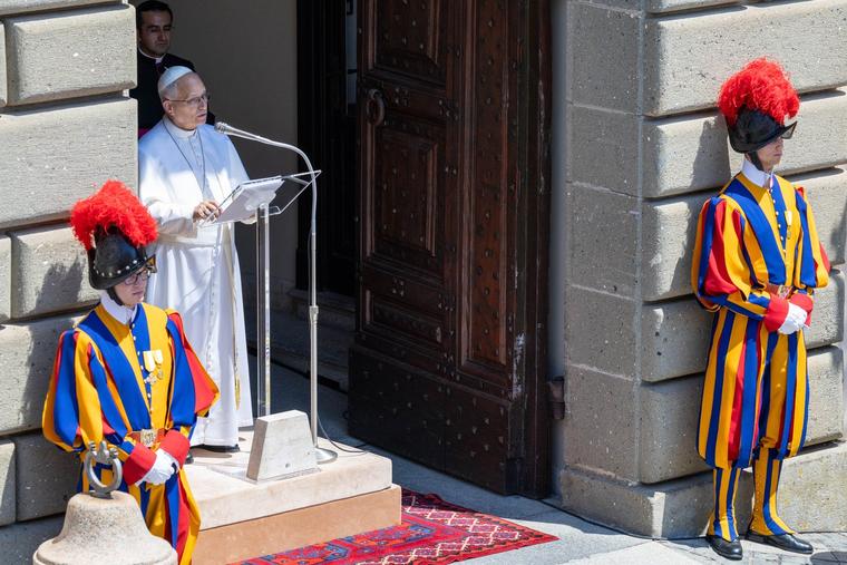 Pope Leo XIV addresses the faithful during his Sunday Angelus on July 12, 2026, at the Apostolic Palace of Castel Gandolfo.
