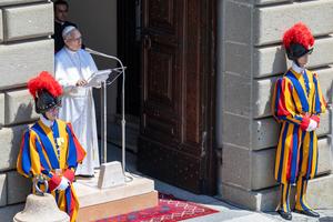 Pope Leo XIV addresses the faithful during his Sunday Angelus on July 12, 2026, at the Apostolic Palace of Castel Gandolfo.
