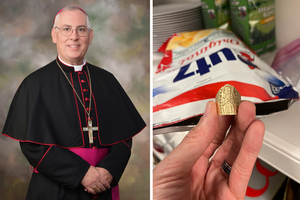 Bishop Mark O’Connell found his bishop’s ring at the bottom of a bag of Utz potato chips.