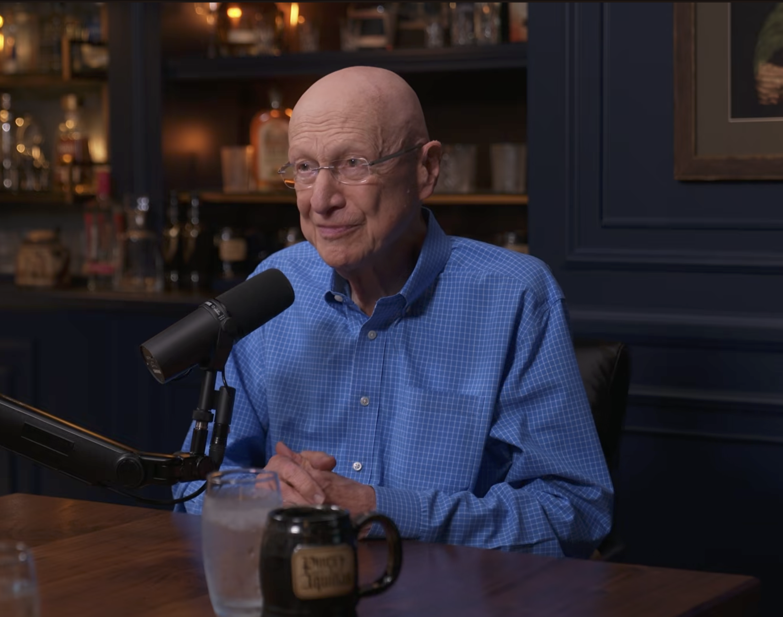 Dr. Peter Kreeft on the set of Pints With Aquinas hosted by Matt Fradd.